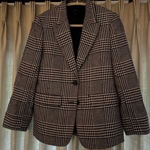 J. Crew Black and Cream Plaid Blazer